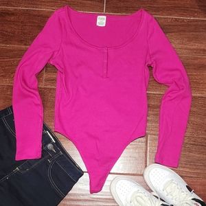 Pink Victoria Secret Thong Bodysuit